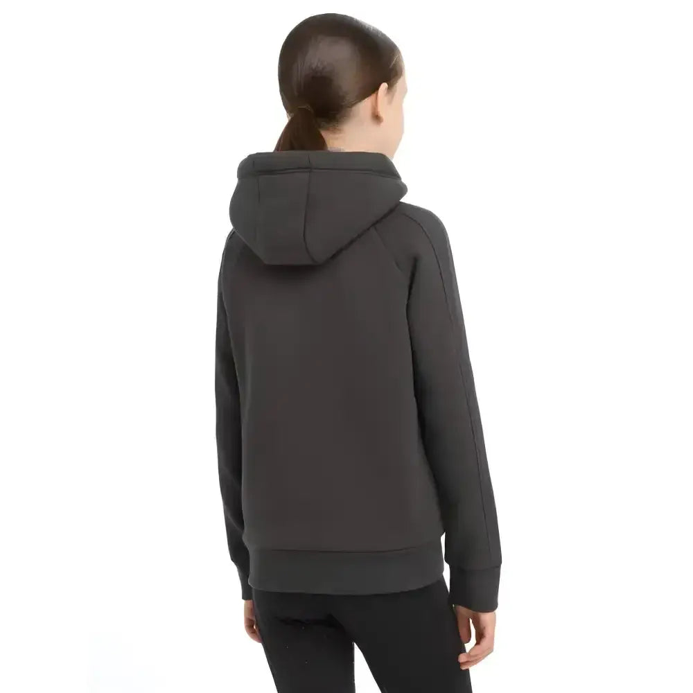Dark gray lemieux young rider hollie lined hoodie with soft smooth fabric and subtle seam detailing on sleeves