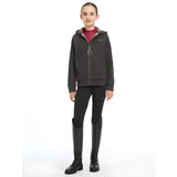 Dark gray lemieux young rider hollie lined hoodie with maroon inner lining and subtle chest embroidery