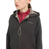 Dark gray lemieux young rider hollie lined hoodie with plush light brown fleece hood and interior trim for comfort