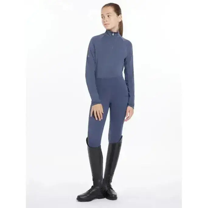 Navy blue lemieux young rider hope lightweight base layer with long sleeves and high collar for equestrian use