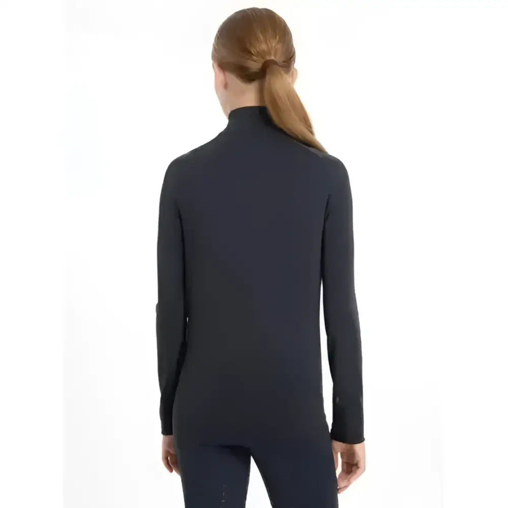 Black lemieux young rider hope lightweight base layer navy with smooth form-fitting fabric and long sleeves