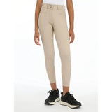 Beige lemieux young rider izzy full seat breeches almond with fitted high waist and belt loop detail