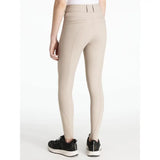 Beige lemieux young rider izzy knee grip breeches almond with high waist and sleek form-fitting design