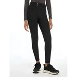 Black lemieux young rider izzy knee grip breeches with high waist silver buttons and sleek form fitting design