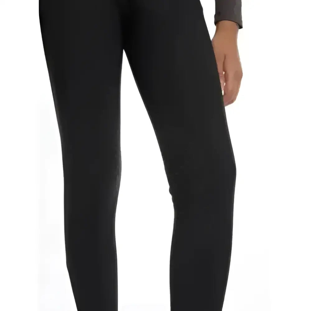 Black lemieux young rider izzy knee grip breeches with smooth fabric and subtle texture details on thighs