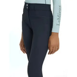 Black lemieux young rider izzy knee grip breeches navy with sleek form fitting design and subtle stitching details