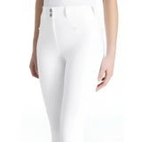 White lemieux young rider izzy knee grip breeches white with sleek fit and silver buttons at waistband