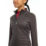 Dark gray quilted lemieux young rider josephine jacket with full zipper and long sleeves for young riders