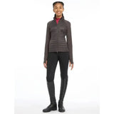 Dark gray quilted lemieux young rider josephine jacket with high collar and long sleeves for young riders