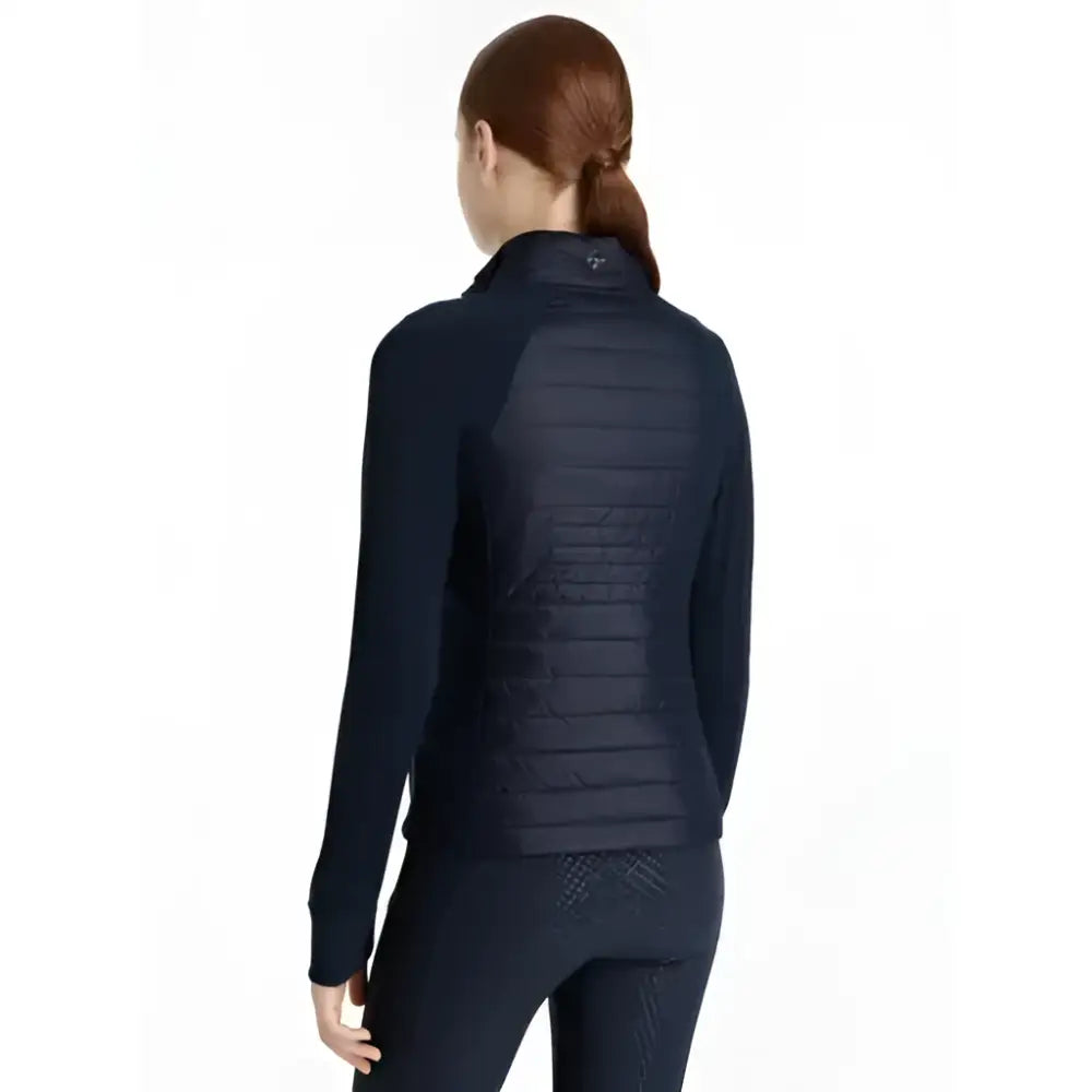 Black quilted lemieux young rider josephine jacket navy with long sleeves high collar and subtle stitching details