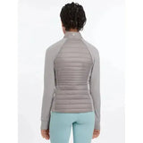 Gray quilted puffer jacket with long sleeves and high collar from lemieux young rider josephine jacket pecan collection