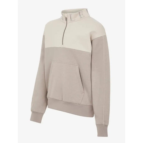 Two-tone Lemieux Young Rider Kate Quarter Zip Sweatshirt with front pocket in Ash/Stone