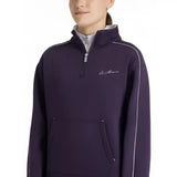 Navy blue lemieux young rider kate quarter zip fleece jacket with white piping and subtle embroidered logo juniper lilac