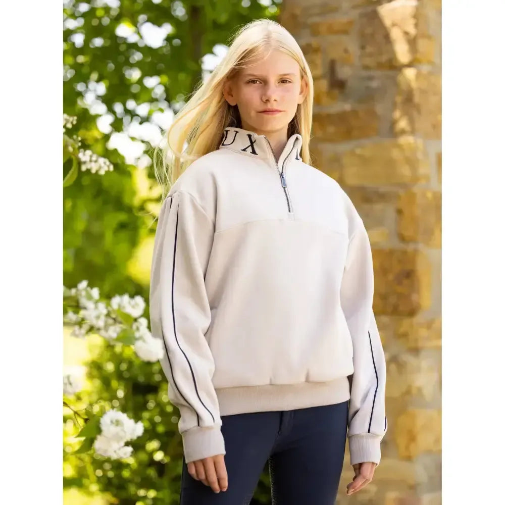 Lemieux Young Rider Kate Quarter Zip Sweat Stone 7-8 Years Jumpers & Hoodies
