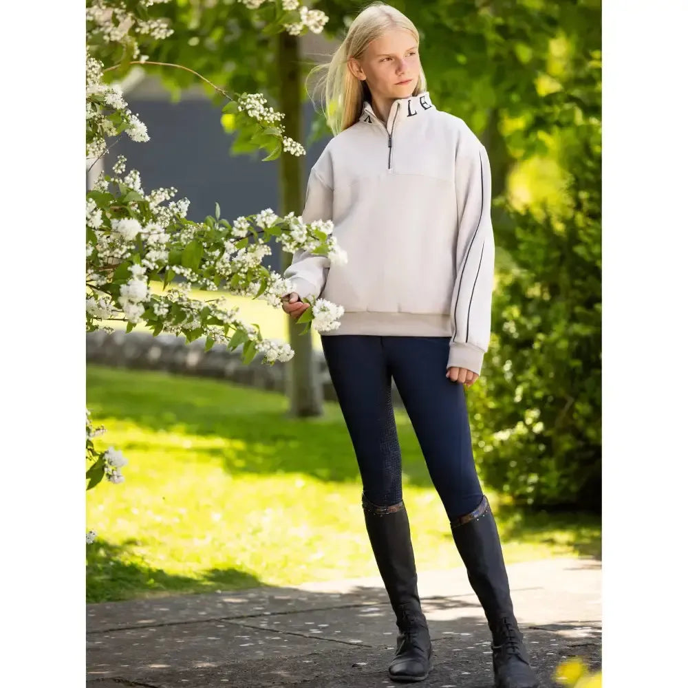Lemieux Young Rider Kate Quarter Zip Sweat Stone 7-8 Years Jumpers & Hoodies