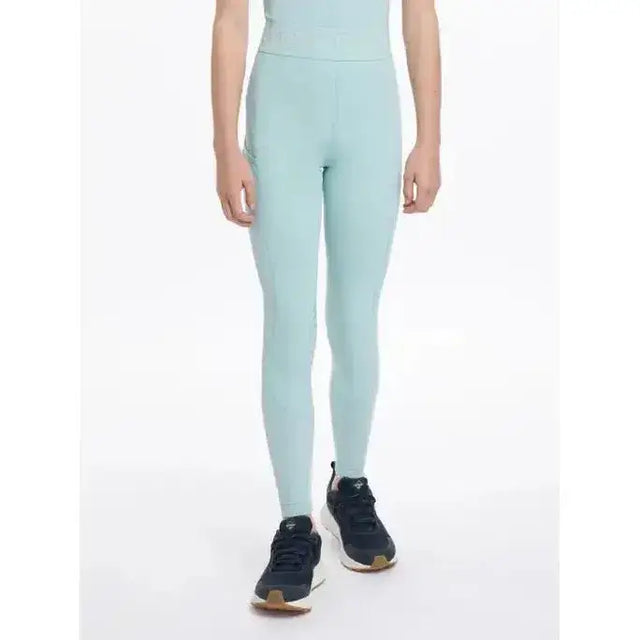 Light blue lemieux young rider lizzie mesh legging made of stretchy fabric with high waist for comfort and style