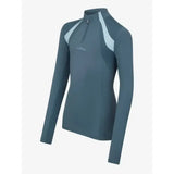 Lemieux young rider mia mesh petrol long-sleeve base layer with half-zip and light gray panels for riding comfort