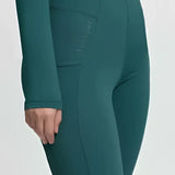 Teal lemieux young rider orla pull on breech jungle with sleek fit and subtle stitching on thigh pocket for riders cool