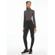 A sleek lemieux young rider orla pull ons gray athletic top with maroon panels and a high collar