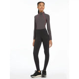 A sleek lemieux young rider orla pull ons gray athletic top with maroon panels and a high collar
