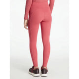 A pair of coral-pink lemieux young rider orla pull ons cranberry high-waisted stretchy leggings for riding