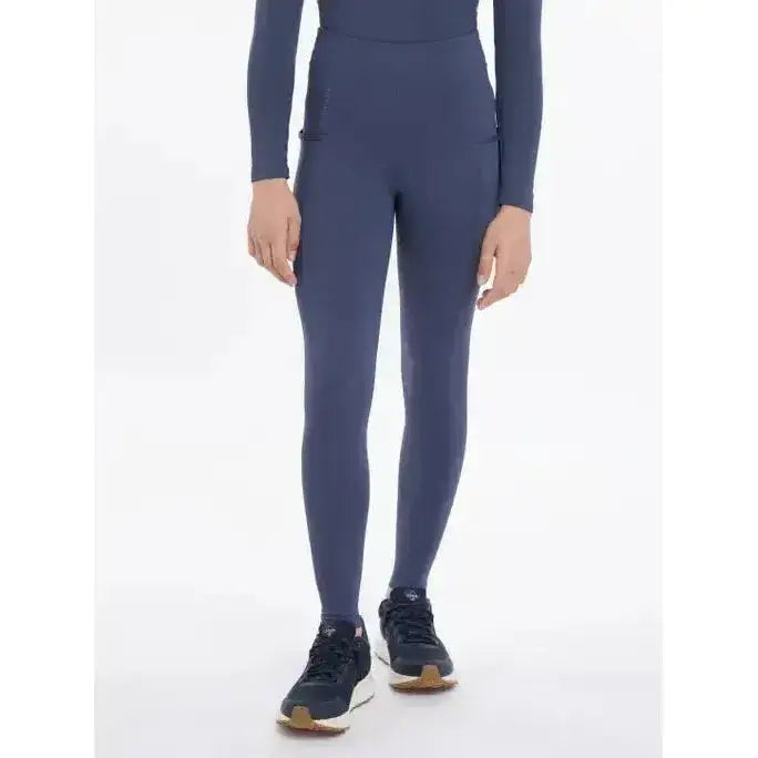 Navy blue lemieux young rider orla pull ons leggings with sleek high-waist fit and subtle side pockets