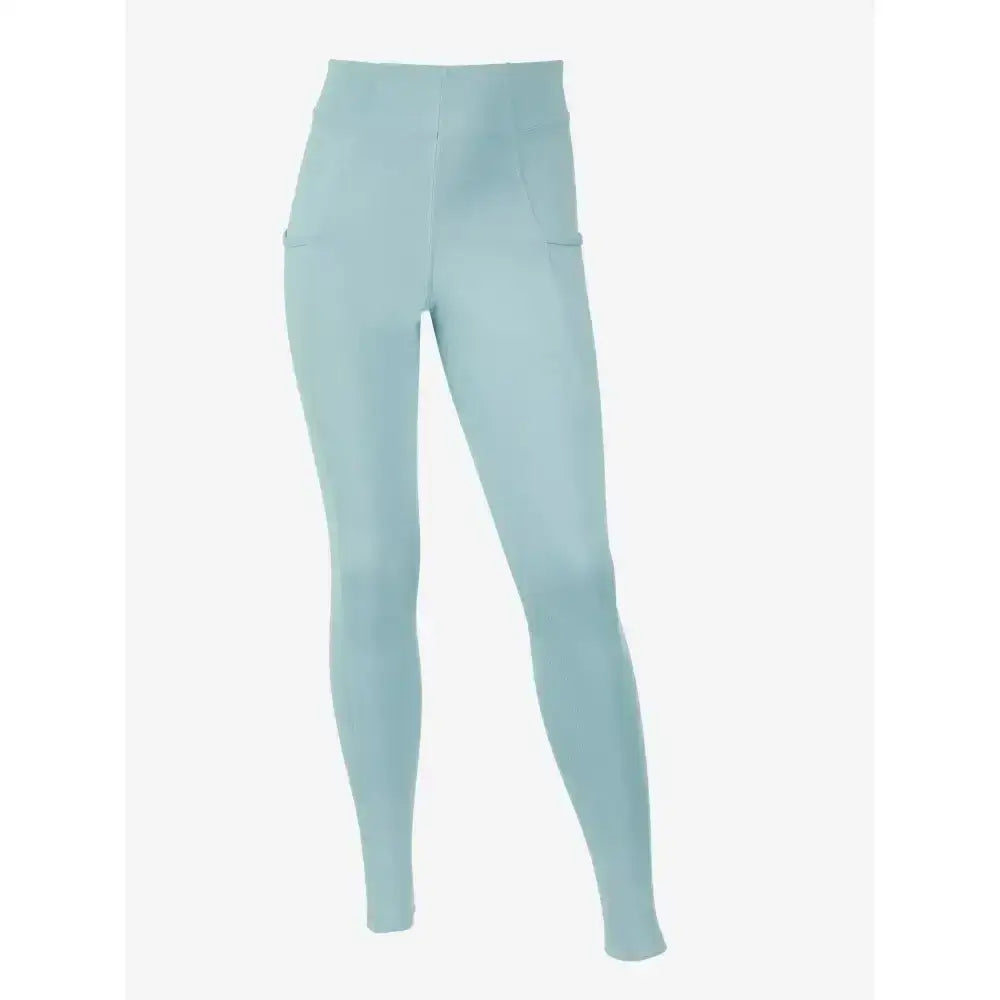 Light blue high waisted lemieux young rider orla pull ons leggings with side pockets for young riders