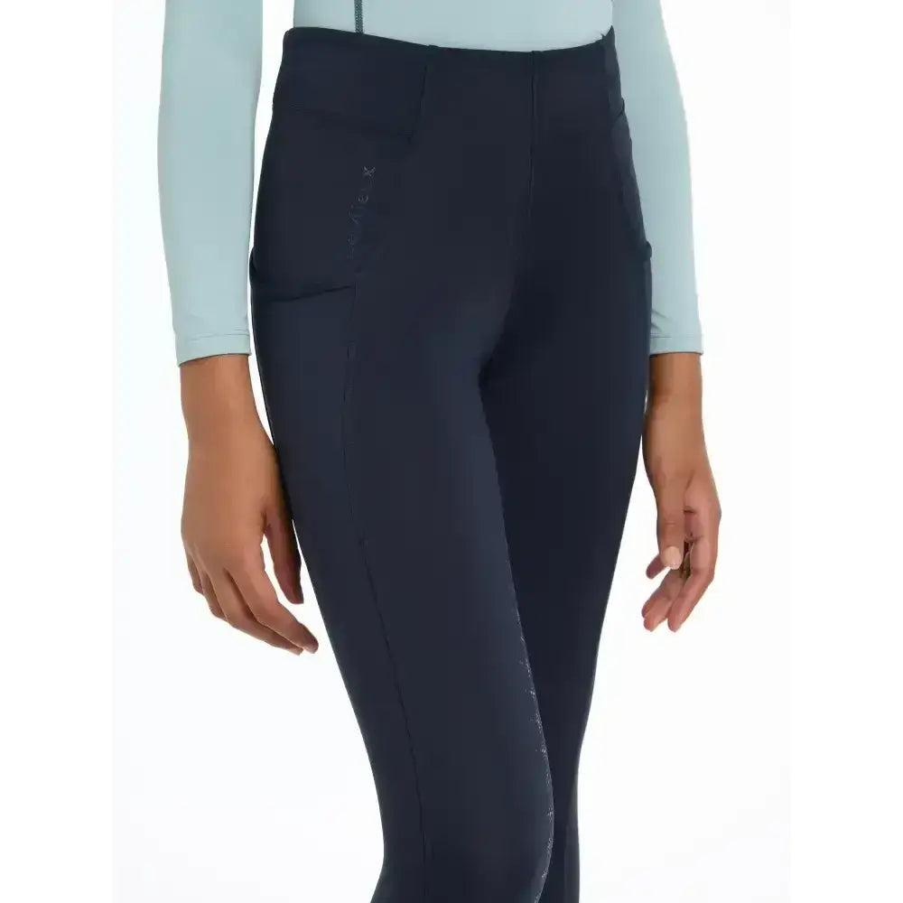 Navy blue lemieux young rider orla pull ons with high waist and sleek fit perfect for young rider styling