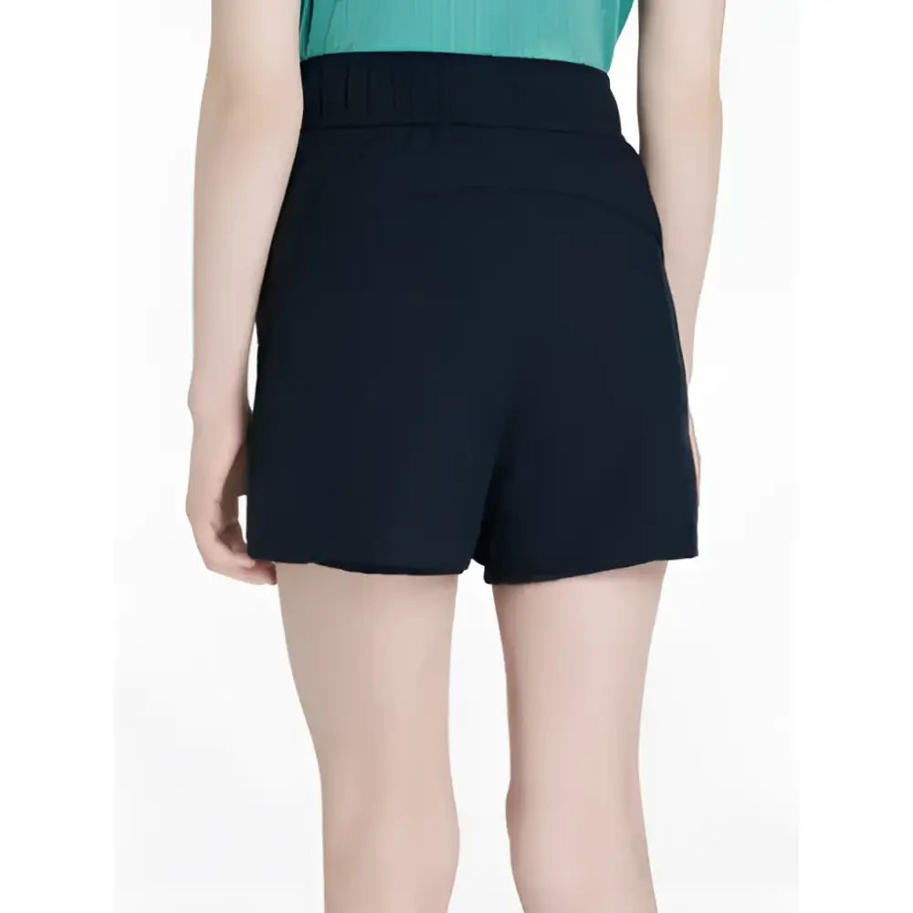 Black lemieux young rider penelope shorts navy with high waist gathered waistband and straight hemline for riders