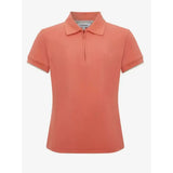 Coral-colored lemieux young rider polo shirt with jacquard rib collar and subtle embroidered logo on the chest
