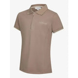 Beige lemieux young rider polo shirt in mink with subtle embroidered logo short sleeves and breathable pique fabric