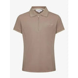 Beige lemieux young rider polo shirt with a half zip collar subtle chest logo and soft pique fabric in mink color