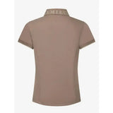 Beige lemieux young rider polo shirt in pique fabric with subtle emieu logo on collar and embroidered emblem on sleeve