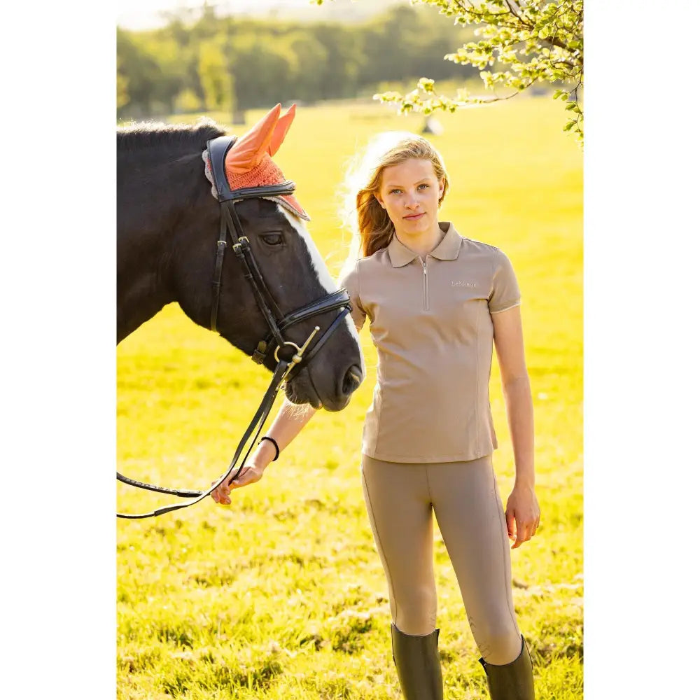 Lemieux Young Rider Polo Shirt Mink 7-8 Years Polo Shirts & T Shirts Barnstaple Equestrian Supplies