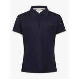 Navy blue lemieux young rider polo shirt with subtle chest embroidery and small zipper at collar perfect for riders