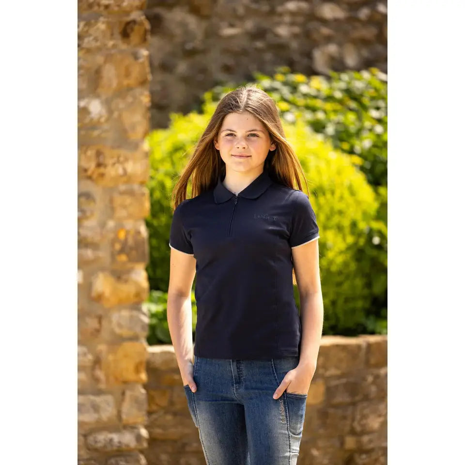 Lemieux Young Rider Polo Shirt Navy 7-8 Years Polo Shirts & T Shirts Barnstaple Equestrian Supplies