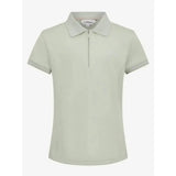 A light green lemieux young rider polo shirt pistachio with a chest logo and zipper collar perfect for young riders