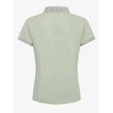 A light sage green lemieux young rider polo shirt pistachio with short sleeves and an embroidered collar logo