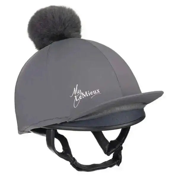 LeMieux Young Rider Pom Pom Hat Silk Slate Grey Hat Silks Barnstaple Equestrian Supplies