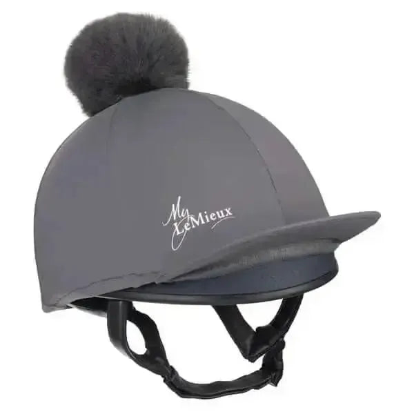 LeMieux Young Rider Pom Pom Hat Silk Slate Grey Hat Silks
