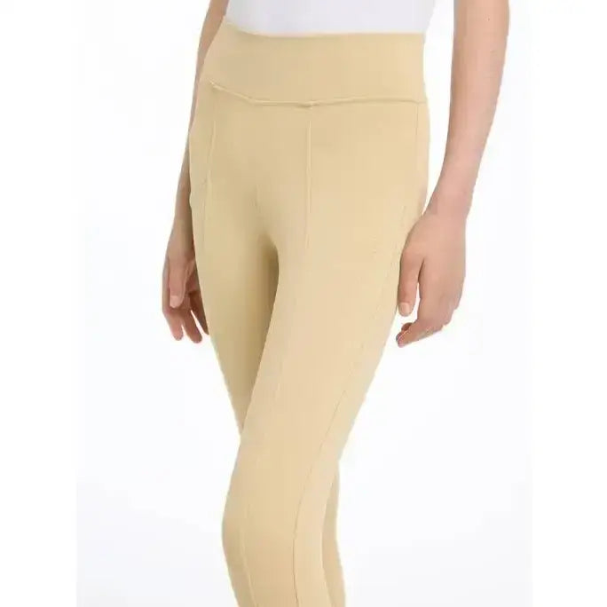 Beige lemieux young rider pull on breech with high waisted, seamless technical fabric harnesses for active riders