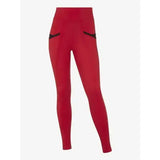 Red lemieux young rider high-waisted breech chilli with black trim side pockets perfect for young riders
