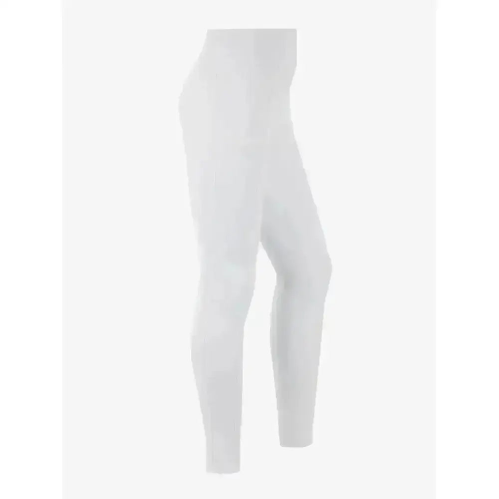 White LeMieux young rider pull on breech leggings with smooth fit and technical fabric harnesses for sweat wicking