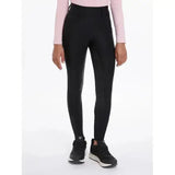Black lemieux young rider remi breggings with a subtle textured pattern and high waistband for young rider use