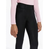 Black lemieux young rider remi breggings with subtle texture and sleek, form-fitting design for young riders
