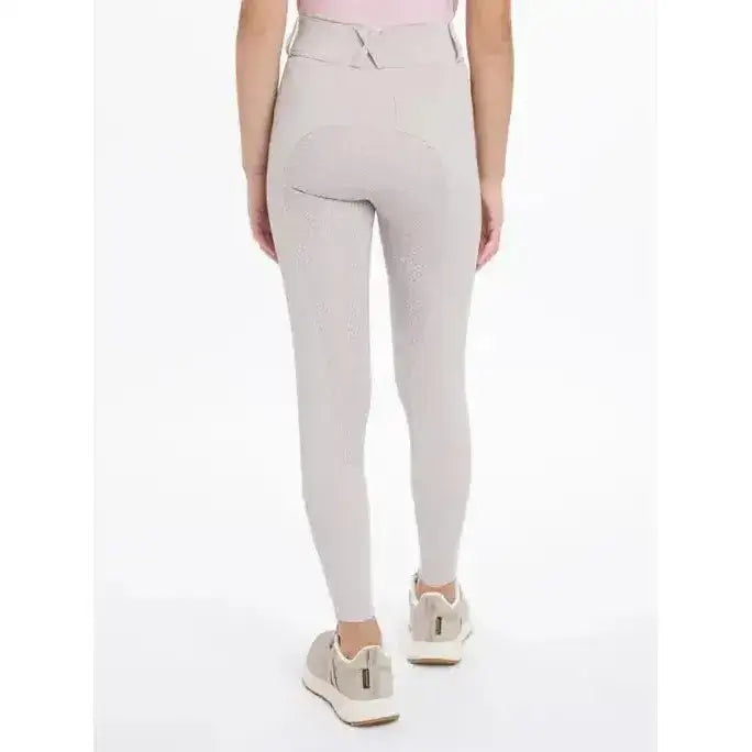 Light gray lemieux young rider remi breggings stone with subtle texture and high waistband for riding comfort