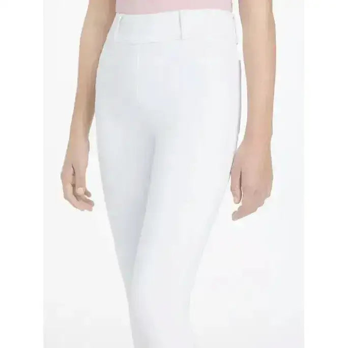 White lemieux young rider remi breggings with high waist and sleek form-fitting design perfect for riding
