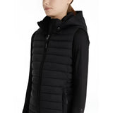 Black quilted lemieux young rider ruby gilet black puffer vest with hood and front zipper for riders