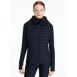 Navy blue quilted lemieux young rider ruby puffer gilet with hood full zipper and long sleeves for riding comfort