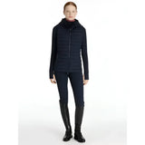 Black quilted puffer vest with hood and zipper lemieux young rider ruby puffer gilet for chilly rides